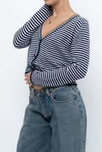 Load image into Gallery viewer, MAGASCHONI x Navy Striped Cashmere Cropped Cardigan (XS-M)