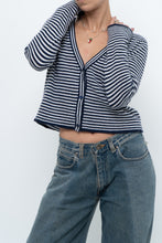 Load image into Gallery viewer, MAGASCHONI x Navy Striped Cashmere Cropped Cardigan (XS-M)