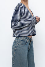Load image into Gallery viewer, MAGASCHONI x Navy Striped Cashmere Cropped Cardigan (XS-M)