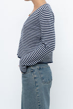 Load image into Gallery viewer, MAGASCHONI x Navy Striped Cashmere Cropped Cardigan (XS-M)