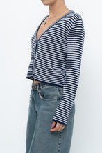 Load image into Gallery viewer, MAGASCHONI x Navy Striped Cashmere Cropped Cardigan (XS-M)