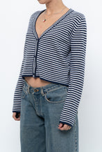 Load image into Gallery viewer, MAGASCHONI x Navy Striped Cashmere Cropped Cardigan (XS-M)