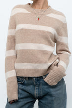 Load image into Gallery viewer, CYNTHIA ROWLEY x Beige Striped Wool, Cashmere Sweater (XS-M)