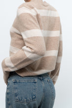 Load image into Gallery viewer, CYNTHIA ROWLEY x Beige Striped Wool, Cashmere Sweater (XS-M)
