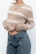 Load image into Gallery viewer, CYNTHIA ROWLEY x Beige Striped Wool, Cashmere Sweater (XS-M)