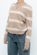 Load image into Gallery viewer, CYNTHIA ROWLEY x Beige Striped Wool, Cashmere Sweater (XS-M)