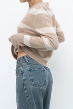 Load image into Gallery viewer, CYNTHIA ROWLEY x Beige Striped Wool, Cashmere Sweater (XS-M)