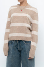 Load image into Gallery viewer, CYNTHIA ROWLEY x Beige Striped Wool, Cashmere Sweater (XS-M)