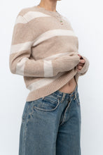 Load image into Gallery viewer, CYNTHIA ROWLEY x Beige Striped Wool, Cashmere Sweater (XS-M)