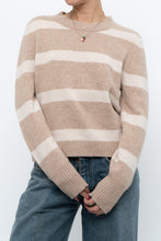 Load image into Gallery viewer, CYNTHIA ROWLEY x Beige Striped Wool, Cashmere Sweater (XS-M)