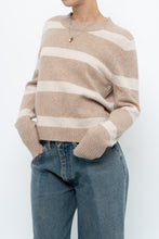Load image into Gallery viewer, CYNTHIA ROWLEY x Beige Striped Wool, Cashmere Sweater (XS-M)