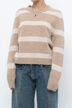 Load image into Gallery viewer, CYNTHIA ROWLEY x Beige Striped Wool, Cashmere Sweater (XS-M)