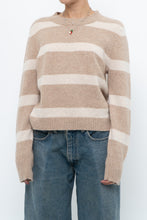 Load image into Gallery viewer, CYNTHIA ROWLEY x Beige Striped Wool, Cashmere Sweater (XS-M)