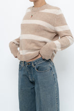 Load image into Gallery viewer, CYNTHIA ROWLEY x Beige Striped Wool, Cashmere Sweater (XS-M)