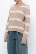 Load image into Gallery viewer, CYNTHIA ROWLEY x Beige Striped Wool, Cashmere Sweater (XS-M)