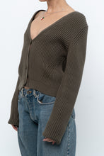 Load image into Gallery viewer, KOTN x Made in Portugal x Green Ribbed Cotton Knit Cropped Cardigan (M, L)