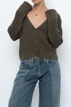 Load image into Gallery viewer, KOTN x Made in Portugal x Green Ribbed Cotton Knit Cropped Cardigan (M, L)