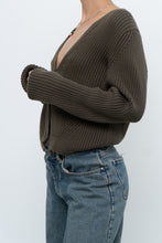 Load image into Gallery viewer, KOTN x Made in Portugal x Green Ribbed Cotton Knit Cropped Cardigan (M, L)