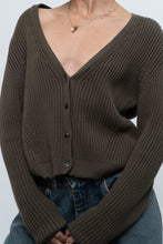 Load image into Gallery viewer, KOTN x Made in Portugal x Green Ribbed Cotton Knit Cropped Cardigan (M, L)