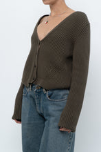 Load image into Gallery viewer, KOTN x Made in Portugal x Green Ribbed Cotton Knit Cropped Cardigan (M, L)