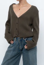 Load image into Gallery viewer, KOTN x Made in Portugal x Green Ribbed Cotton Knit Cropped Cardigan (M, L)