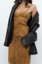 Load image into Gallery viewer, Vintage x Made in Italy x DESIGNER Honey Yellow Patterned Midi Silk Dress (XS, S)