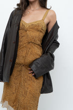Load image into Gallery viewer, Vintage x Made in Italy x DESIGNER Honey Yellow Patterned Midi Silk Dress (XS, S)