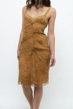 Load image into Gallery viewer, Vintage x Made in Italy x DESIGNER Honey Yellow Patterned Midi Silk Dress (XS, S)