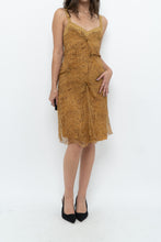 Load image into Gallery viewer, Vintage x Made in Italy x DESIGNER Honey Yellow Patterned Midi Silk Dress (XS, S)