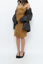 Load image into Gallery viewer, Vintage x Made in Italy x DESIGNER Honey Yellow Patterned Midi Silk Dress (XS, S)