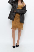 Load image into Gallery viewer, Vintage x Made in Italy x DESIGNER Honey Yellow Patterned Midi Silk Dress (XS, S)