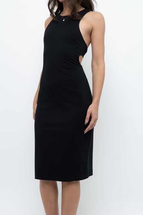 ALEXANDER WANG x Black Open-side Fitted Midi Dress (S, M)