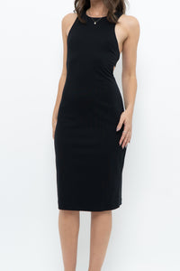 ALEXANDER WANG x Black Open-side Fitted Midi Dress (S, M)