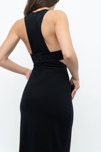 ALEXANDER WANG x Black Open-side Fitted Midi Dress (S, M)