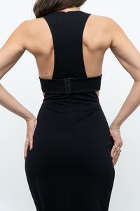ALEXANDER WANG x Black Open-side Fitted Midi Dress (S, M)