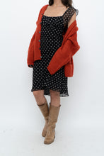 Load image into Gallery viewer, Vintage x Made in USA x Black, White Polka Dot Silk Midi Dress (S)