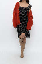 Load image into Gallery viewer, Vintage x Made in USA x Black, White Polka Dot Silk Midi Dress (S)