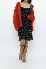 Load image into Gallery viewer, Vintage x Made in USA x Black, White Polka Dot Silk Midi Dress (S)