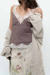 Vintage x Brown, Cream Lace Fitted Tank (S)