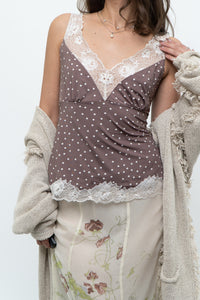 Vintage x Brown, Cream Lace Fitted Tank (S)
