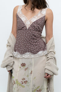 Vintage x Brown, Cream Lace Fitted Tank (S)