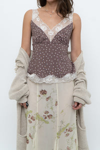 Vintage x Brown, Cream Lace Fitted Tank (S)