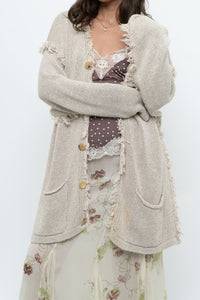 Vintage x PAUL SMITH Oatmeal Cotton, Linen Fringe Long Knit Cardigan (XS-XL)