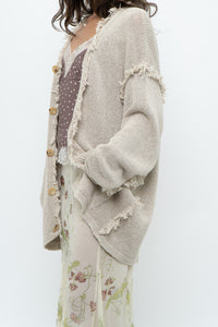 Vintage x PAUL SMITH Oatmeal Cotton, Linen Fringe Long Knit Cardigan (XS-XL)