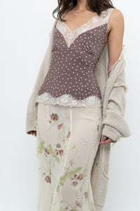 Vintage x Brown, Cream Lace Fitted Tank (S)