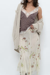 Vintage x Brown, Cream Lace Fitted Tank (S)