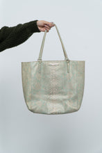 Load image into Gallery viewer, BRAHMIN x Teal, Cream Irridescent Leather Tote