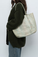 Load image into Gallery viewer, BRAHMIN x Teal, Cream Irridescent Leather Tote