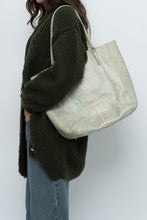 Load image into Gallery viewer, BRAHMIN x Teal, Cream Irridescent Leather Tote