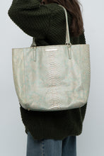 Load image into Gallery viewer, BRAHMIN x Teal, Cream Irridescent Leather Tote